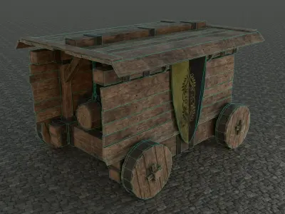 Medieval Battering Ram low-poly PBR Low-poly 3D model