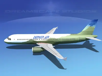 Airbus A320 LP Denver Air Low-poly 3D model
