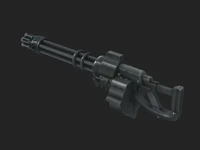 EVA Gatling gun hand-painted low poly Low-poly 3D model