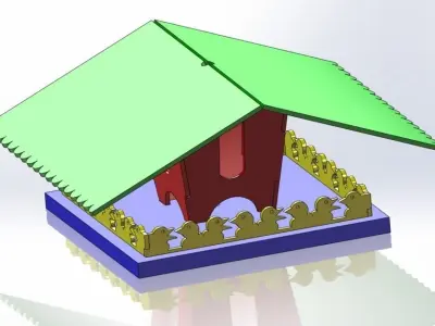 Bird house with bird-shaped fence Free 3D model
