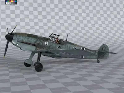 Messerschmitt BF109 German Fighter Airplane Green V1 3D model