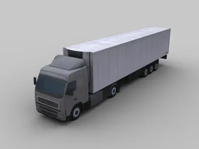 Truck with Trailer 1 Low-poly 3D model
