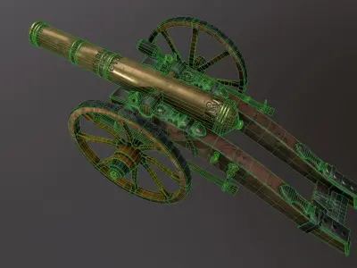 Gun low poly cannon Low-poly 3D model