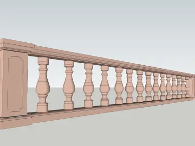 indian jodhpuri stone railing with balester 3D model