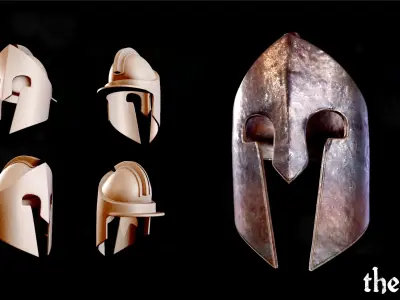 Spartan Helmet Low-poly 3D model 5