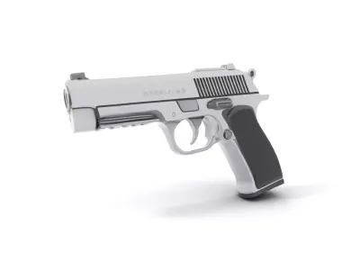 Sleek Silver Handgun model pack Low-poly 3D model