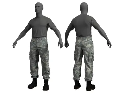 ACU Army Combat Uniform  Pants and Tshirt - Marvelous Designer  3D model