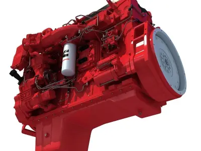 Red Heavy-Duty Diesel Engine Cummins 3D model