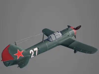 Plane LA-5 Low-poly 3D model