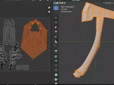 Rusted Axe LOW POLY GAME READY Low-poly 3D model
