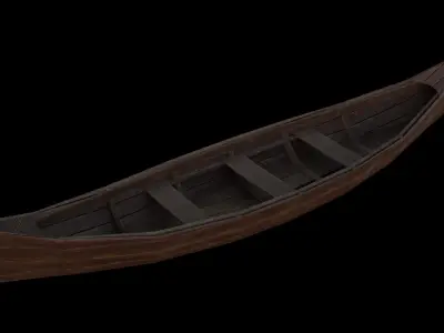 Low Poly Boat viking canoe Low-poly 3D model