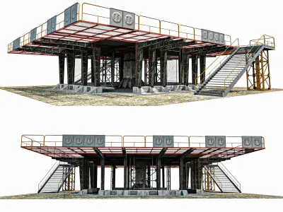Warehouse And  Helipad Low-poly 3D model
