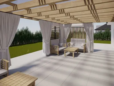  Wooden Alcove in Garden House 3D model