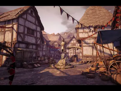 Medieval Village Environment Low-poly 3D model