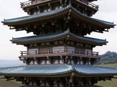 Japanese Modular Pagoda 2 Low-poly 3D model