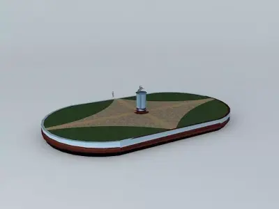 Architecture lighthouse in middle of grassy area 3D model