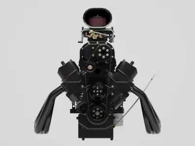 Powerful Supercharged V8 Engine Black 3D model