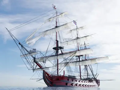 HMS Vanguard - Pirate Ship Galleon Low-poly 3D model