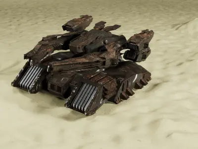 Abandoned future electromagnetic gun tank 3D model