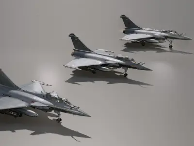 Dassault Rafale Collection - Rigged-High Resolution Cocpit Low-poly 3D model