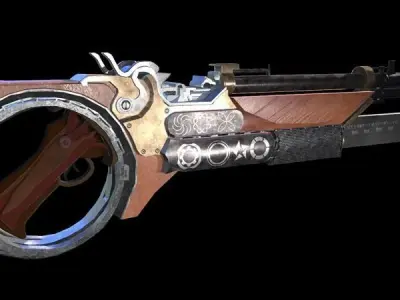 Gun With Sword Low-poly 3D model