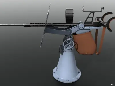 Oerlikon 20mm anti-aircraft gun Free low-poly 3D model