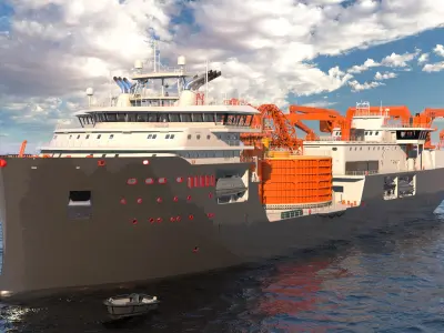 Cable Installation Vessels Black Rigged 3D model