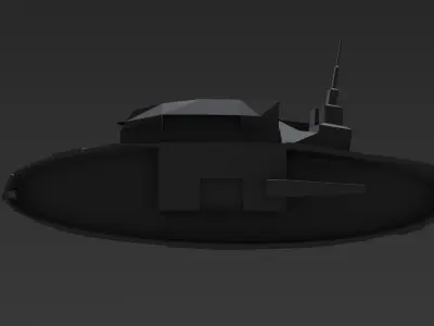 Military tank of World War 1  Low-poly 3D model