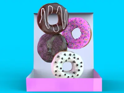 Donut Box 3D Model High Quality CGI Asset 3D model