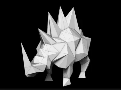 Spiked Rhino Low-poly 3D model