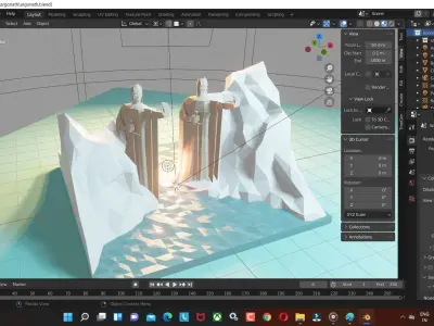 Argonath low poly blender Model for game and cartoon video Low-poly 3D model