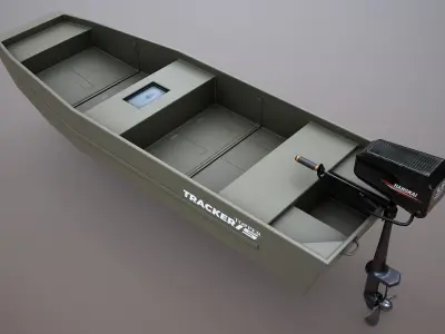 Fishing Boat Tracker Topper 15 Jon Boat Low-poly 3D model