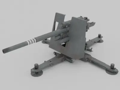 Flak 37 88mm AA-AT Gun Low-poly 3D model