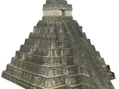 Tikal Temple 1 Low-poly 3D model