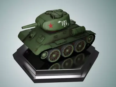 Mini T34-85 Tank  Low-poly 3D model