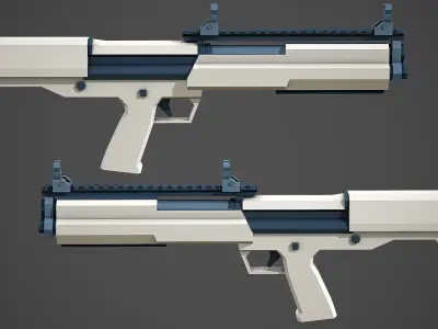 Stylized KSG Shotgun Low Poly Mobile Ready Low-poly 3D model