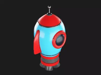 Cartoon Rocket 3D model 2