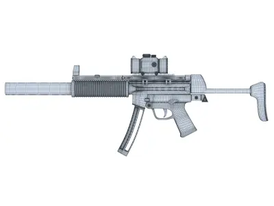 mp5 gun Low-poly 3D model