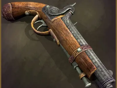 Animated Pirate Pistols Low-poly 3D model