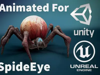 SpideEye spider with eye Low-poly 3D model