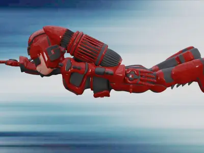 Space robot cartoon character Low-poly 3D model