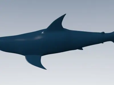 Shark flying in air Low-poly 3D model