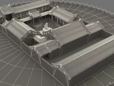 Chinese ancient courtyard  house 3D model