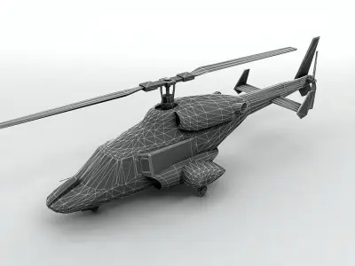Airwolf Helicopter Low-poly 3D model