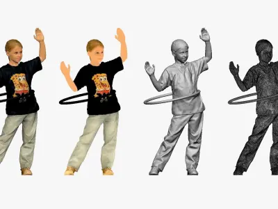 001132 junior girl with ponytail with hoop 3D model