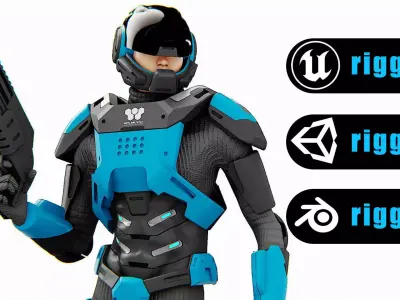 CYBER COP DC-100 Rigged for Unreal Engine - Unity - MIXAMO 3D model