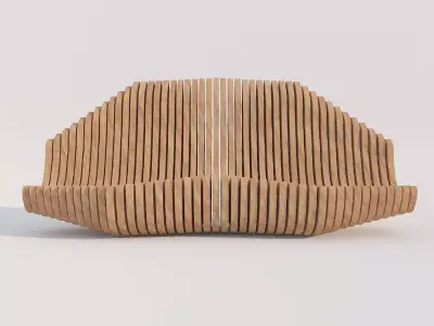 Modern wooden bench Free low-poly 3D model