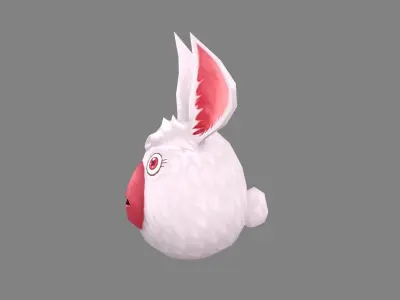 Cartoon chicken head bunny monster Low-poly 3D model