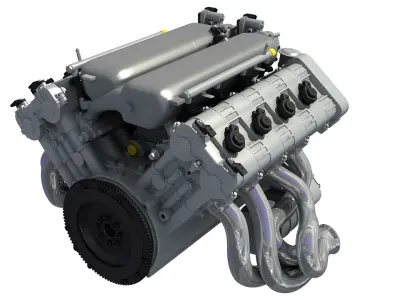 Metalic V8 Eight Cylinder V Engine 3D model