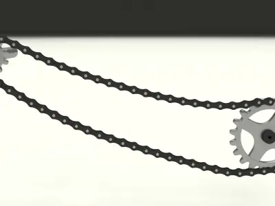 Animated Chain and Sprocket 3D model